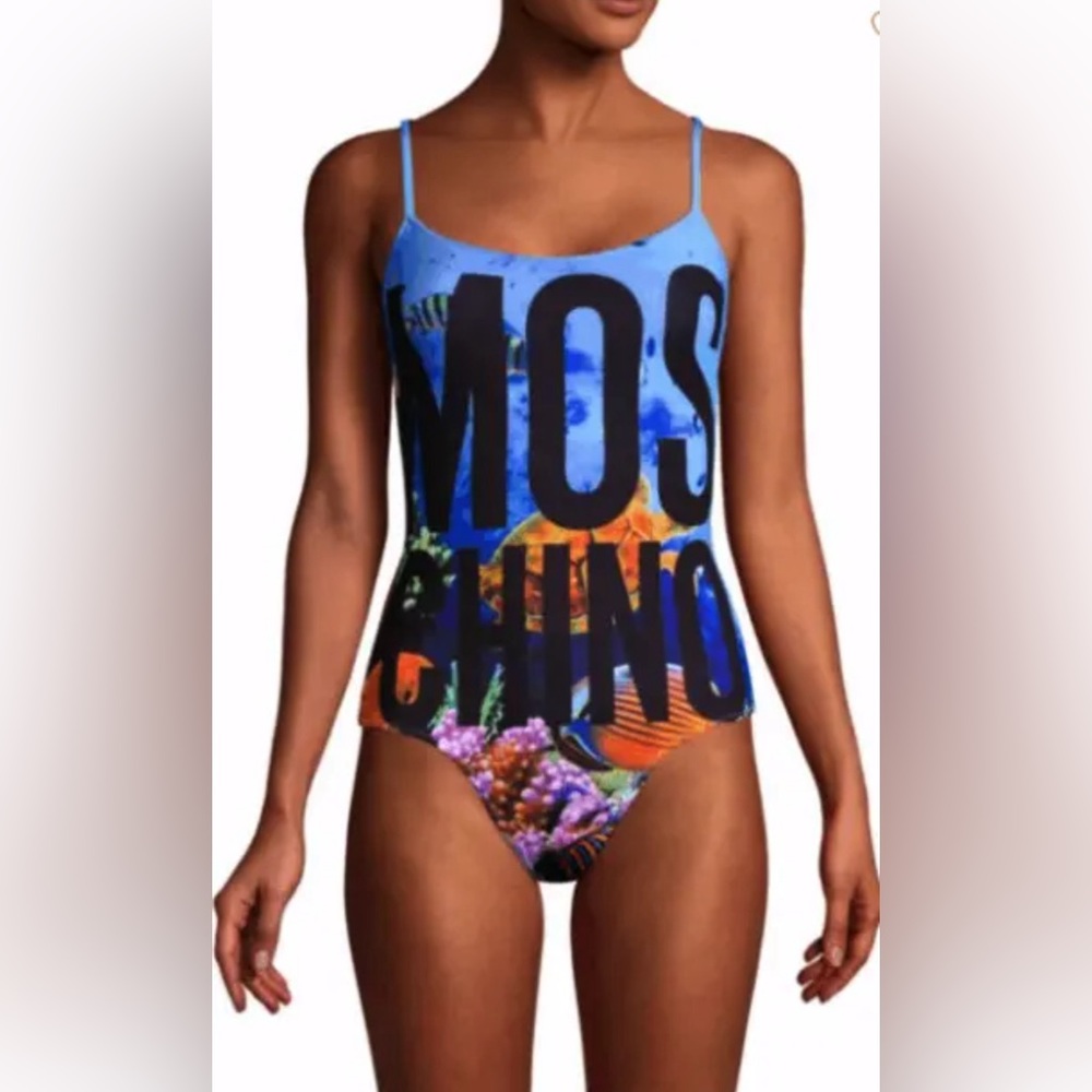 MOSCHINO SWIMSUIT ONE-PIECE AQUARIUM BLUE SIZE 2 NEW WITH TAGS